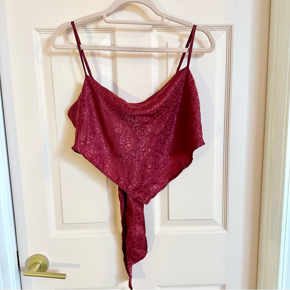 Shiny red Japna tie back handkerchief top